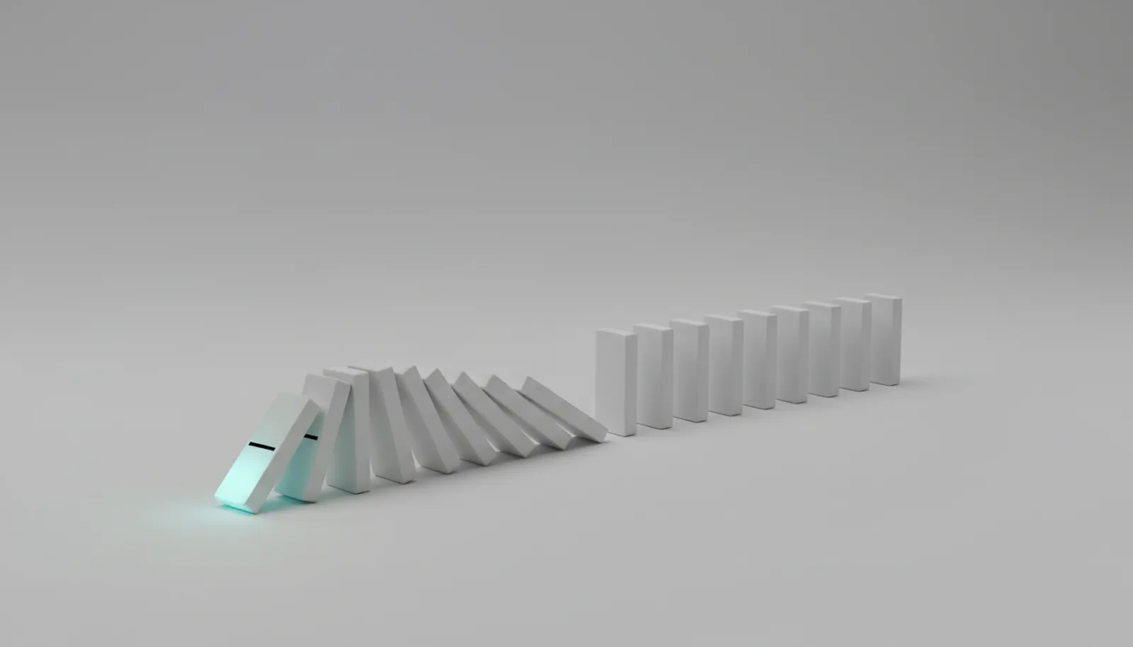 Dominosteine fallen in einer Reihe